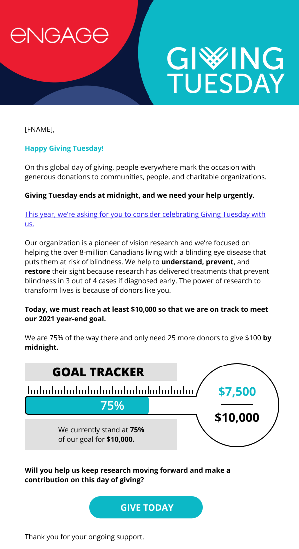 giving tuesday email template fundraising agency
